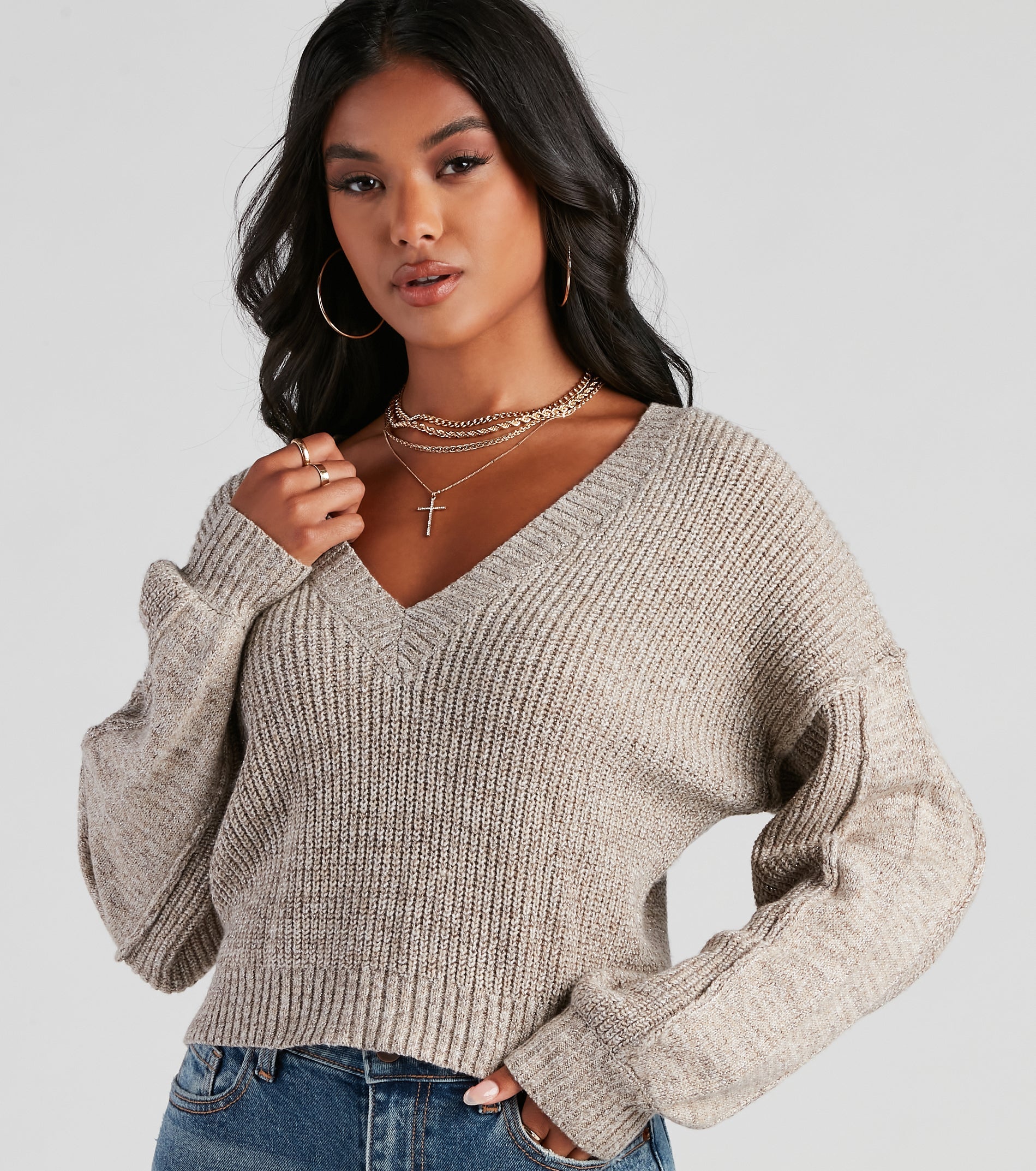 Love This Shine V-Neck Knit Sweater