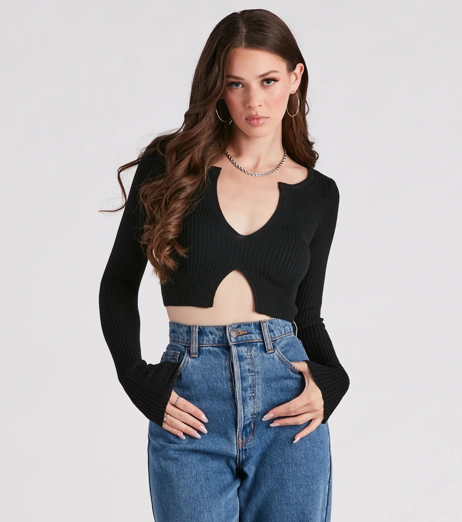 Twice The Love Rib Knit Crop Top