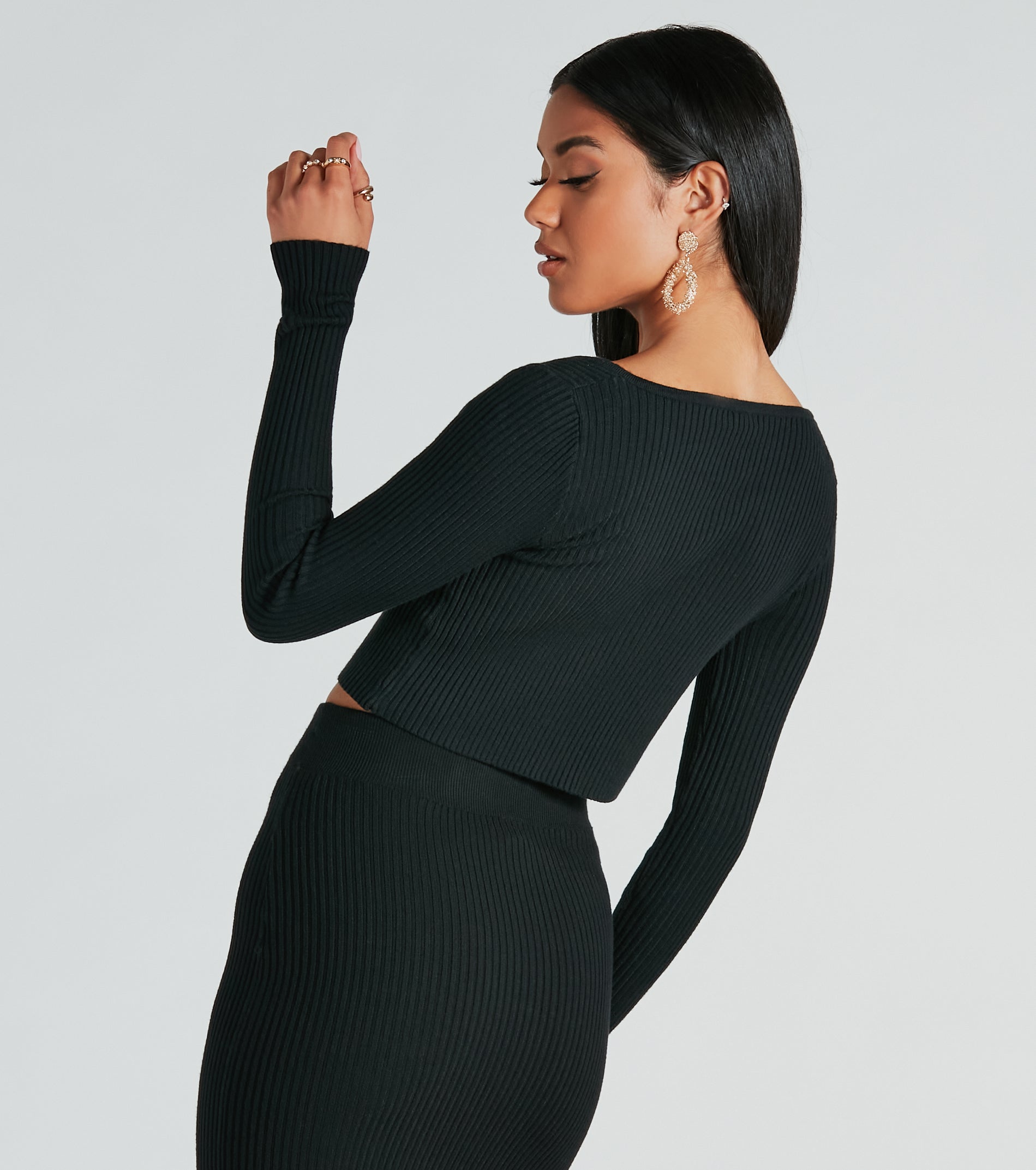 Twice The Love Rib Knit Crop Top