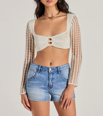 Crochet Cutie Long Sleeve Crop Top