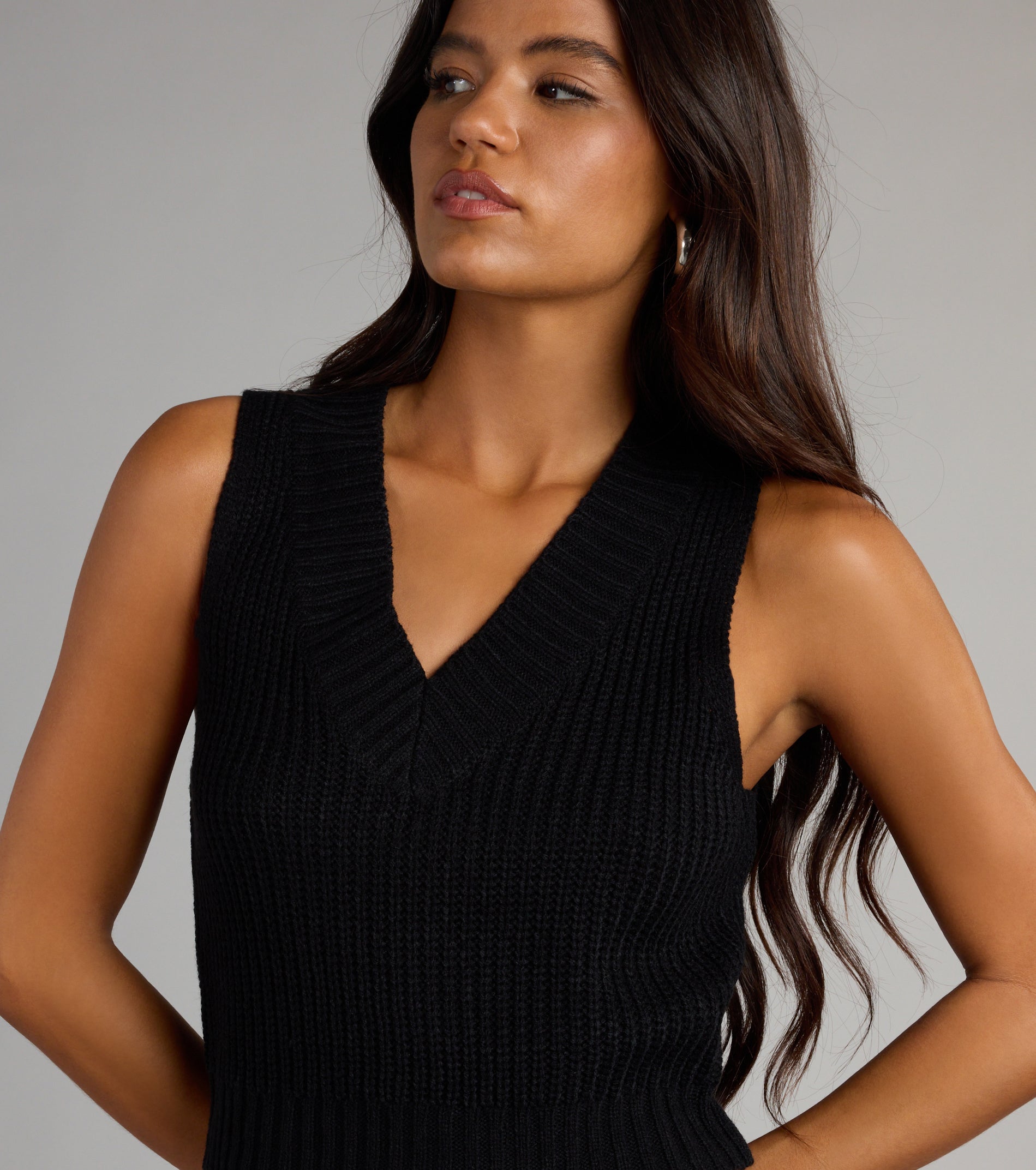 Preppy Babe V-Neck Cropped Sweater Vest