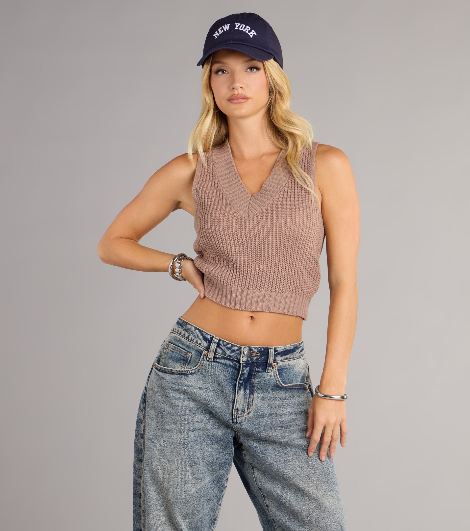 Preppy Babe V-Neck Cropped Sweater Vest