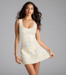 Cute Direction Pointelle Skater Mini Dress