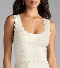 Cute Direction Pointelle Skater Mini Dress