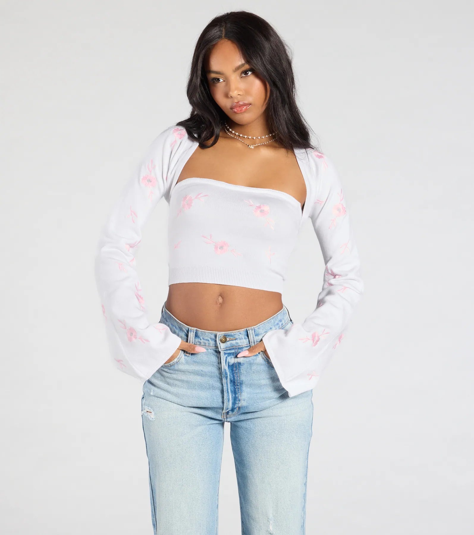 Easy Charm Floral Crop Tube Top