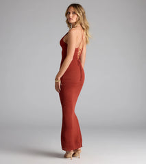 Going Places Lace-Up Knit Maxi Dress