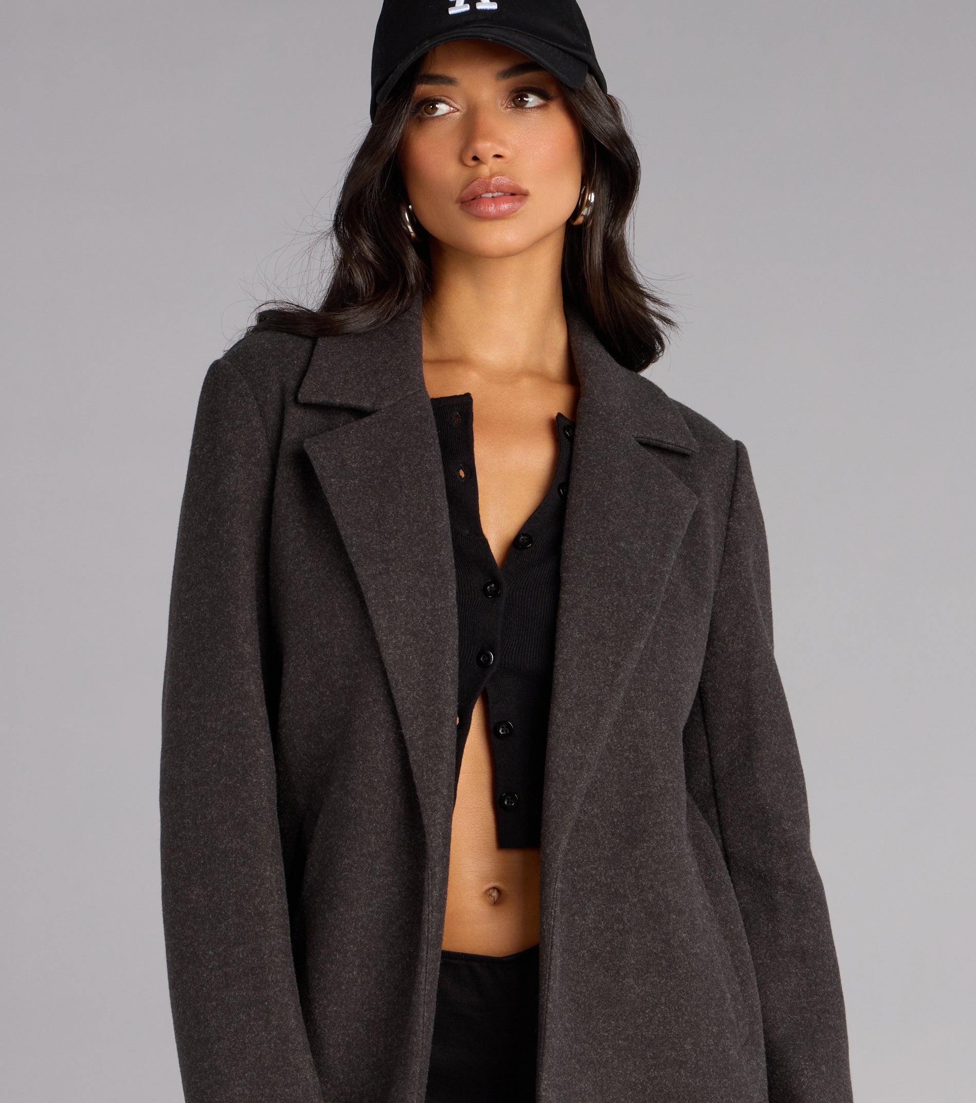Chic Agenda Faux Wool Trench Coat