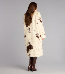 Downtown Rodeo Faux Fur Cow Print Coat
