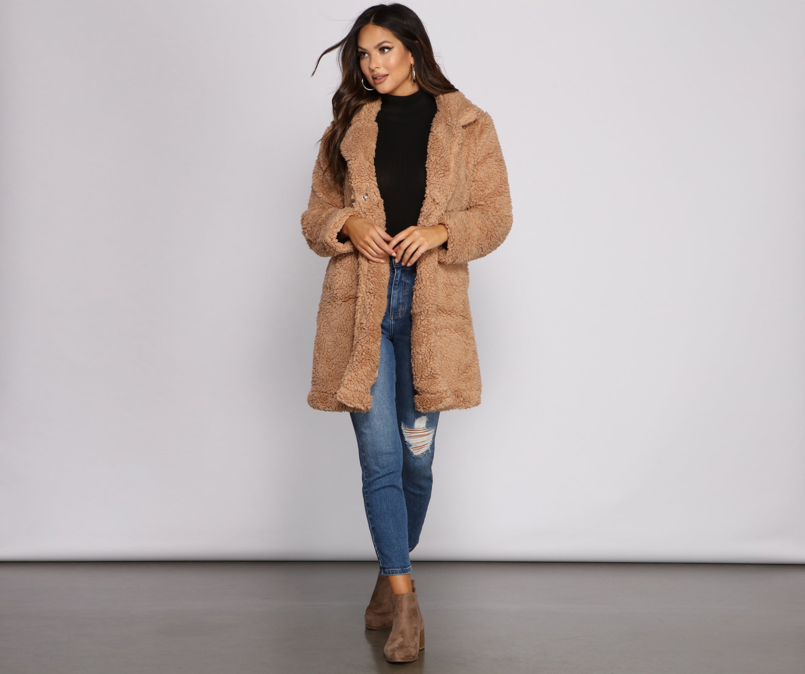 Faux Fur Long Line Jacket