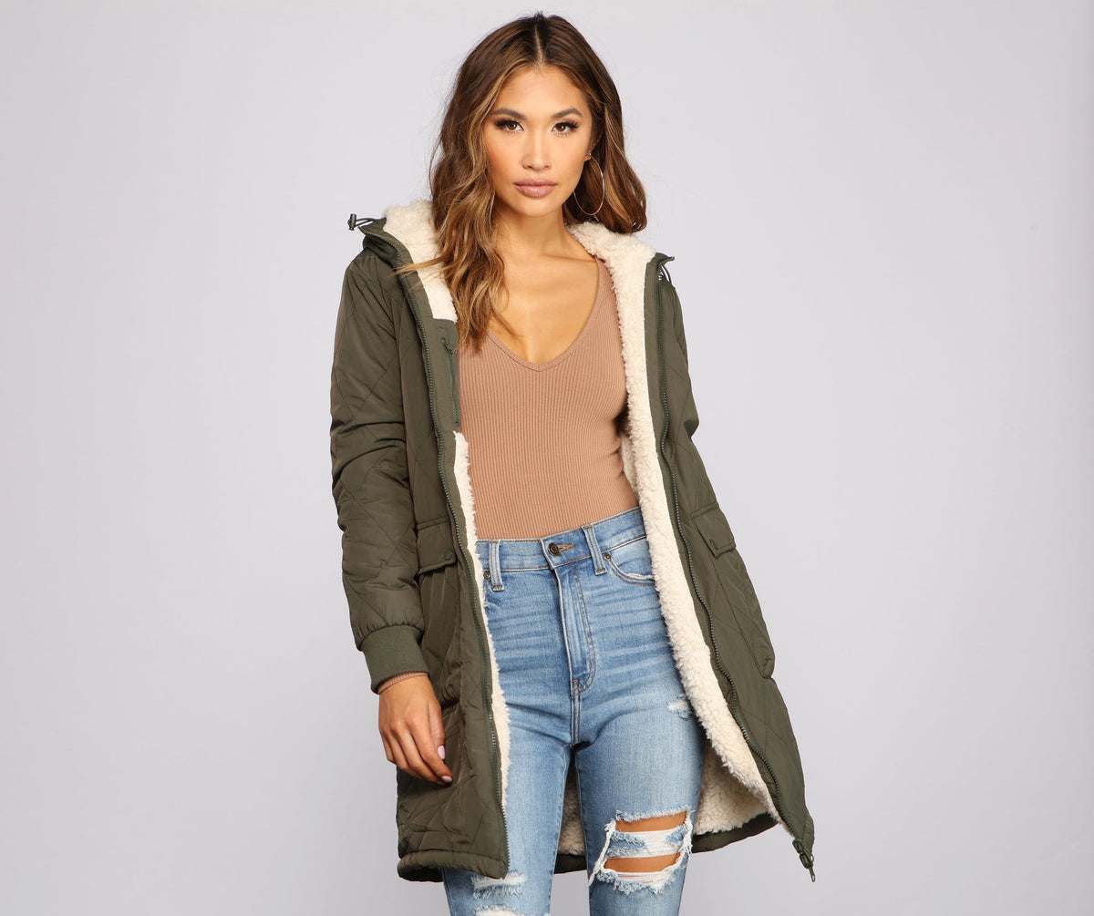 Bundle Up Reversible Long Line Puffer Jacket
