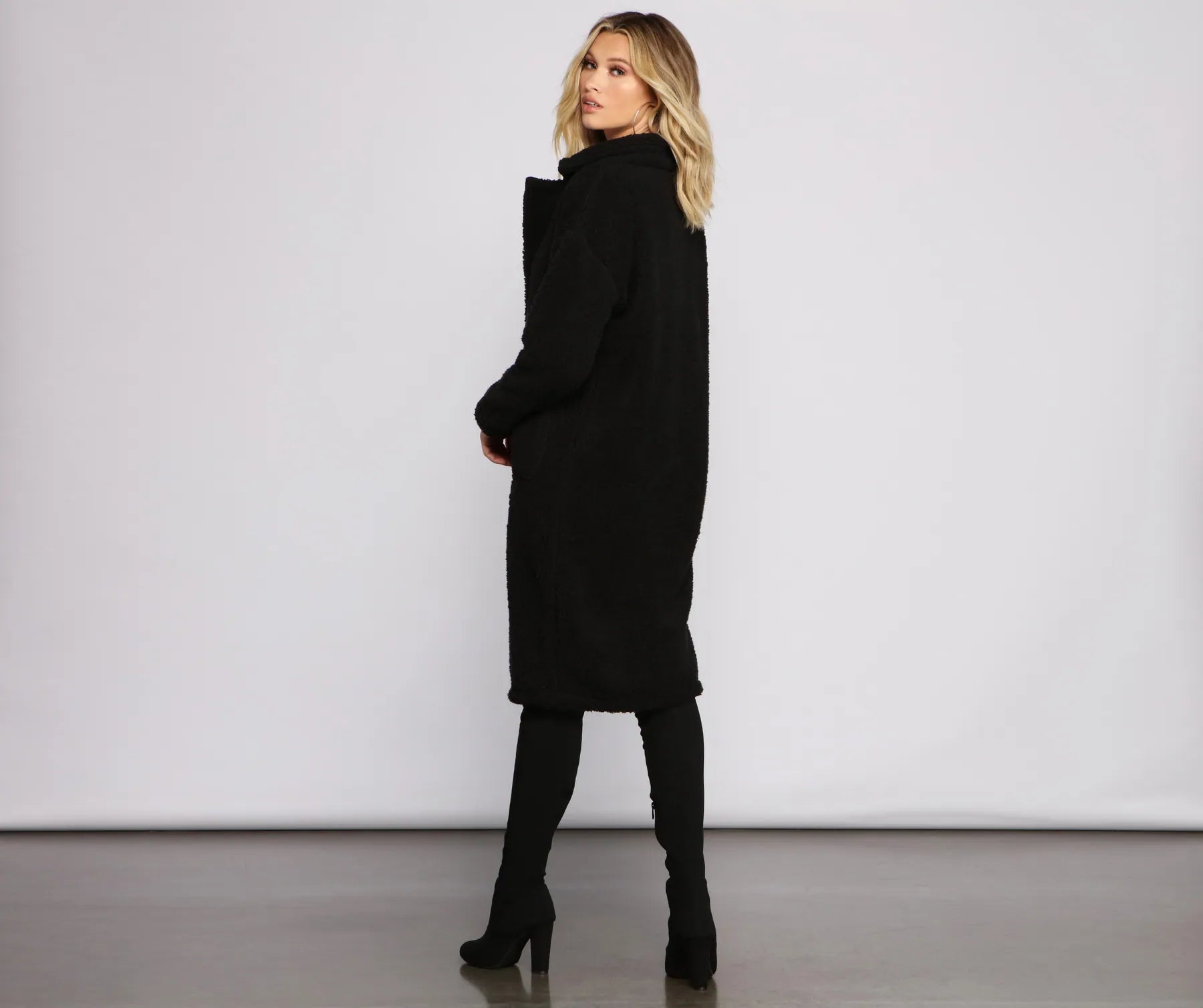 Fuzzy Fleece Long Teddy Coat