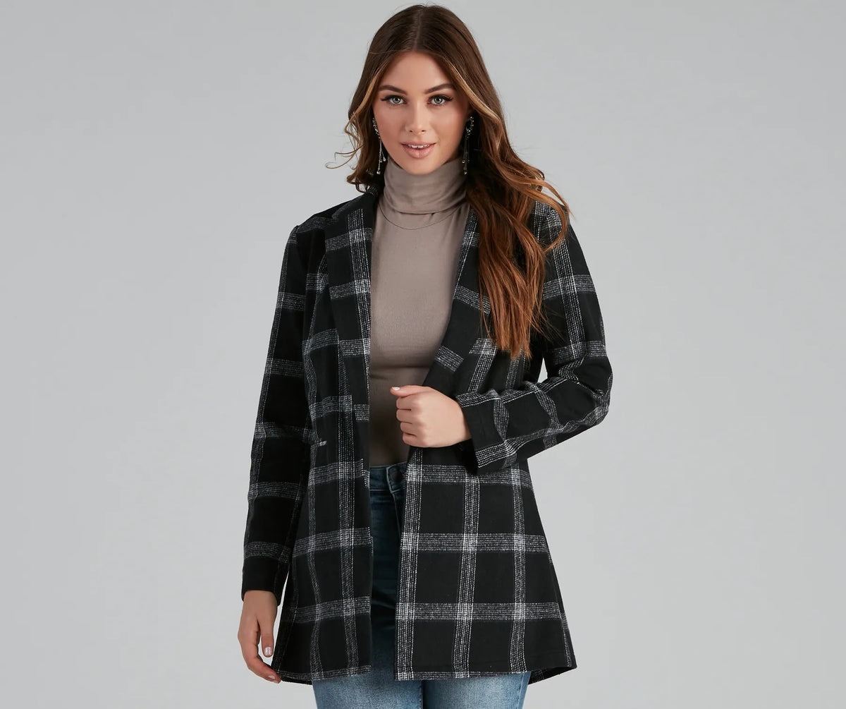 Pretty And Posh Plaid Coat