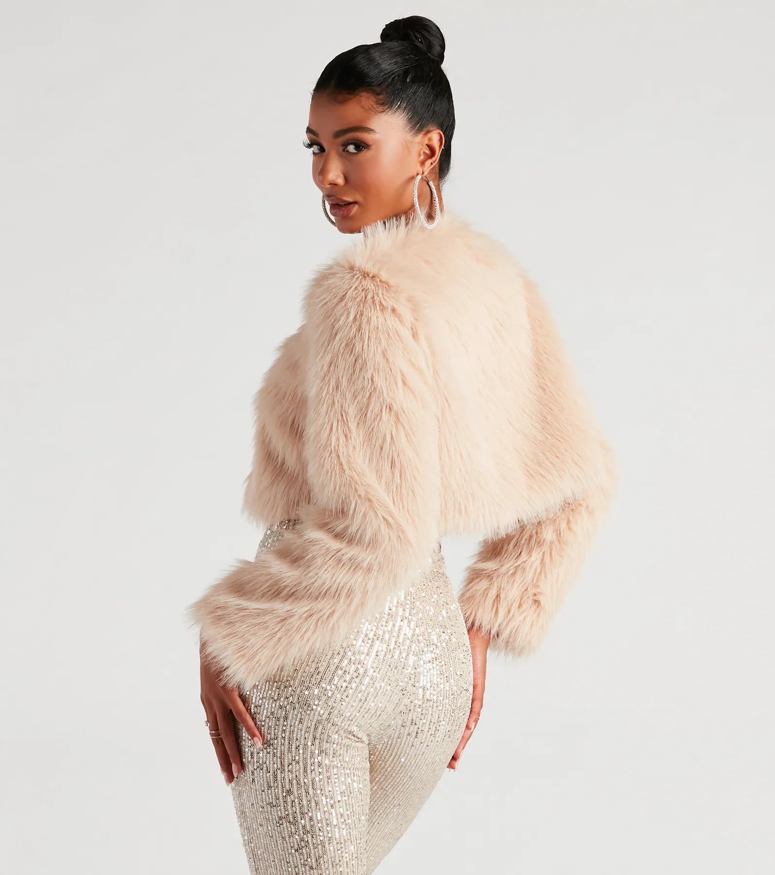 Style Diva Faux Fur Crop Jacket