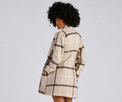 A Polished Vibe Plaid Faux Wool Coat