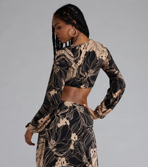 Under The Sun Tropical Tie-Front Crop Top