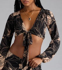 Under The Sun Tropical Tie-Front Crop Top