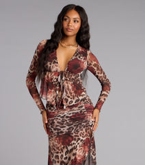 Untamed Bloom Tie-Front Crop Top