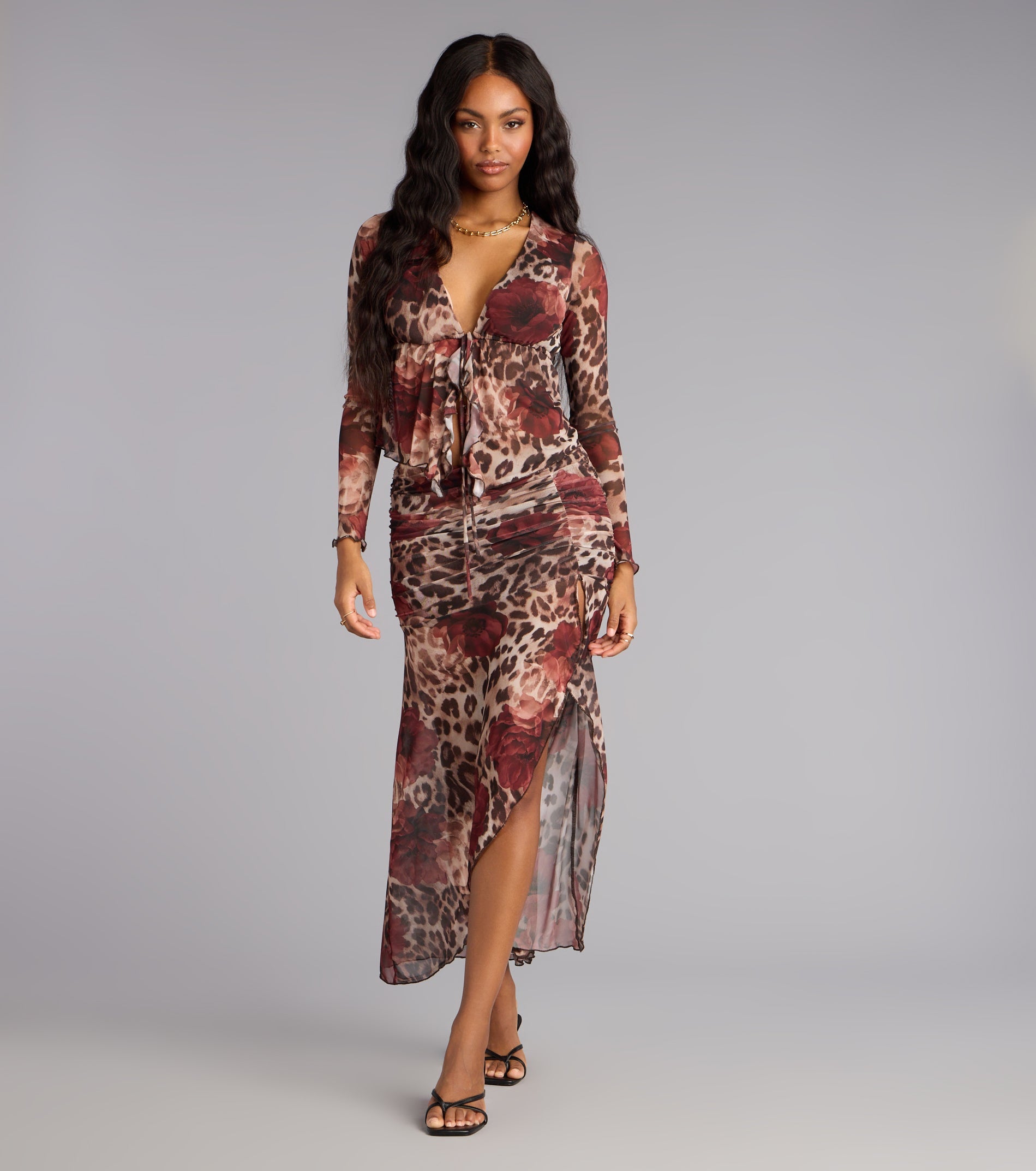 Untamed Bloom Tie-Front Crop Top