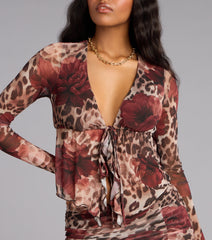 Untamed Bloom Tie-Front Crop Top