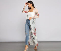 Flowy In Floral Mesh Duster
