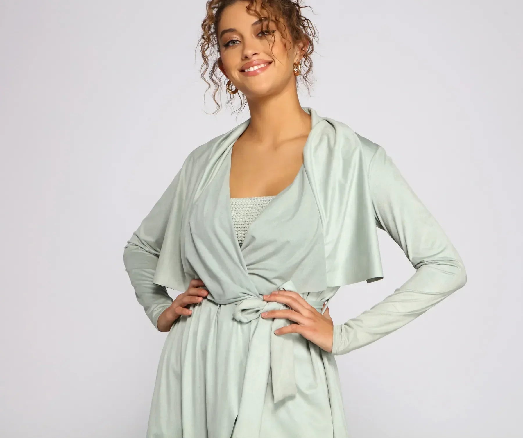 On The Town Suede Trench