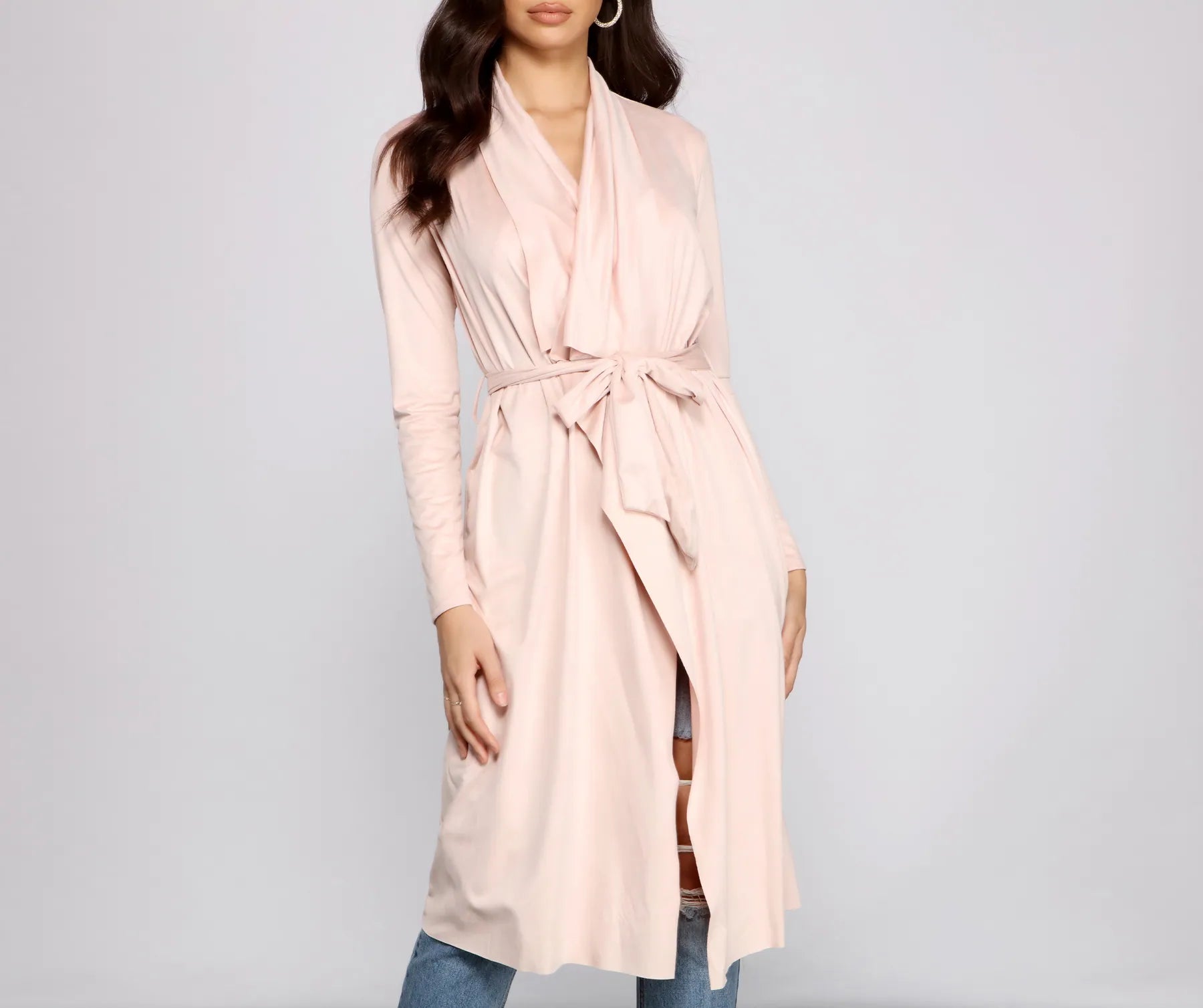 On The Town Suede Trench