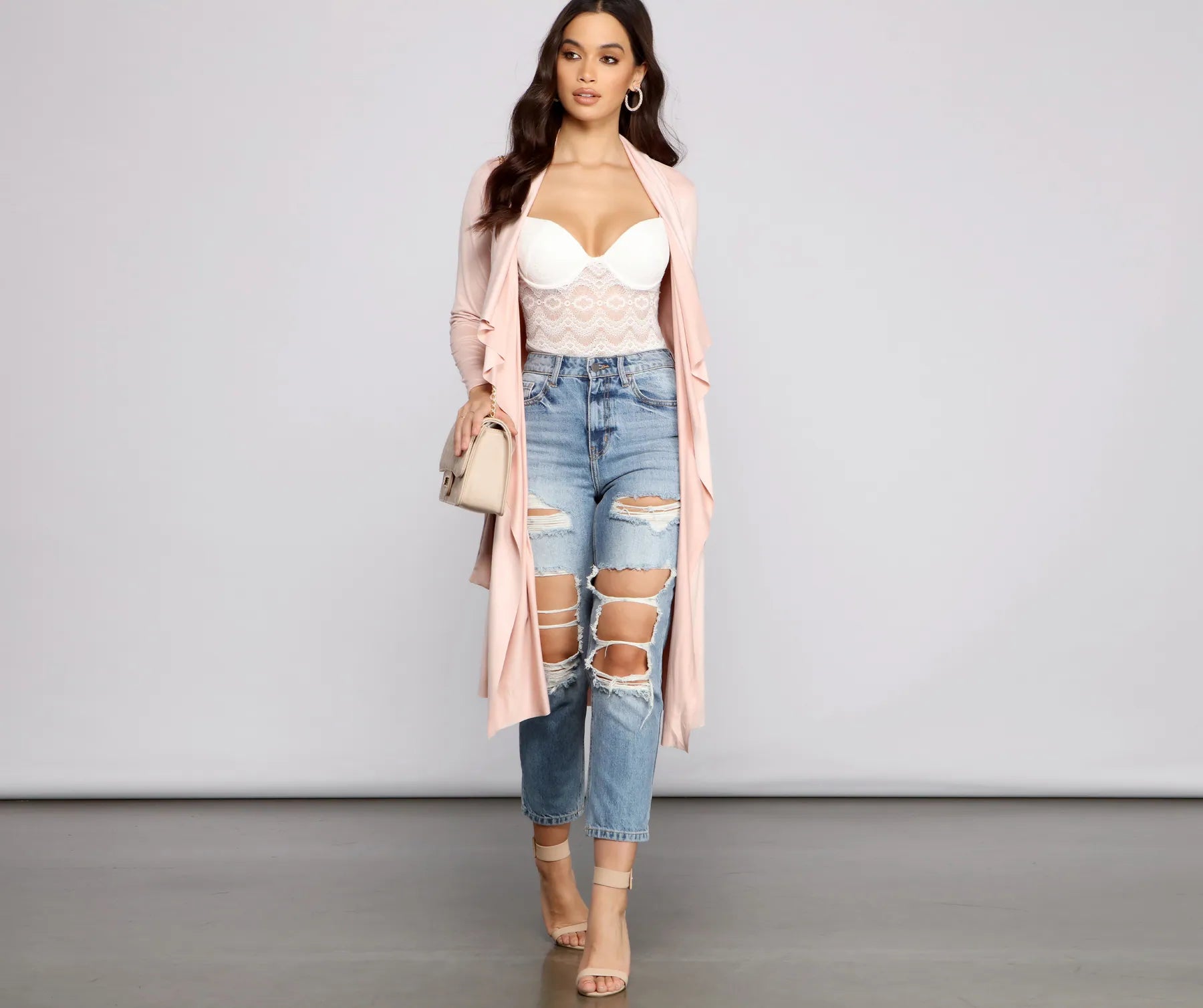 On The Town Suede Trench