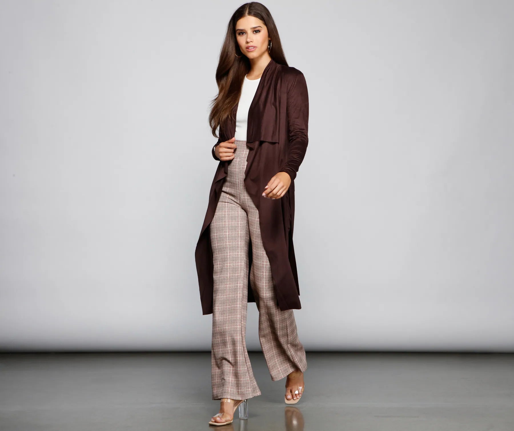 On The Town Suede Trench