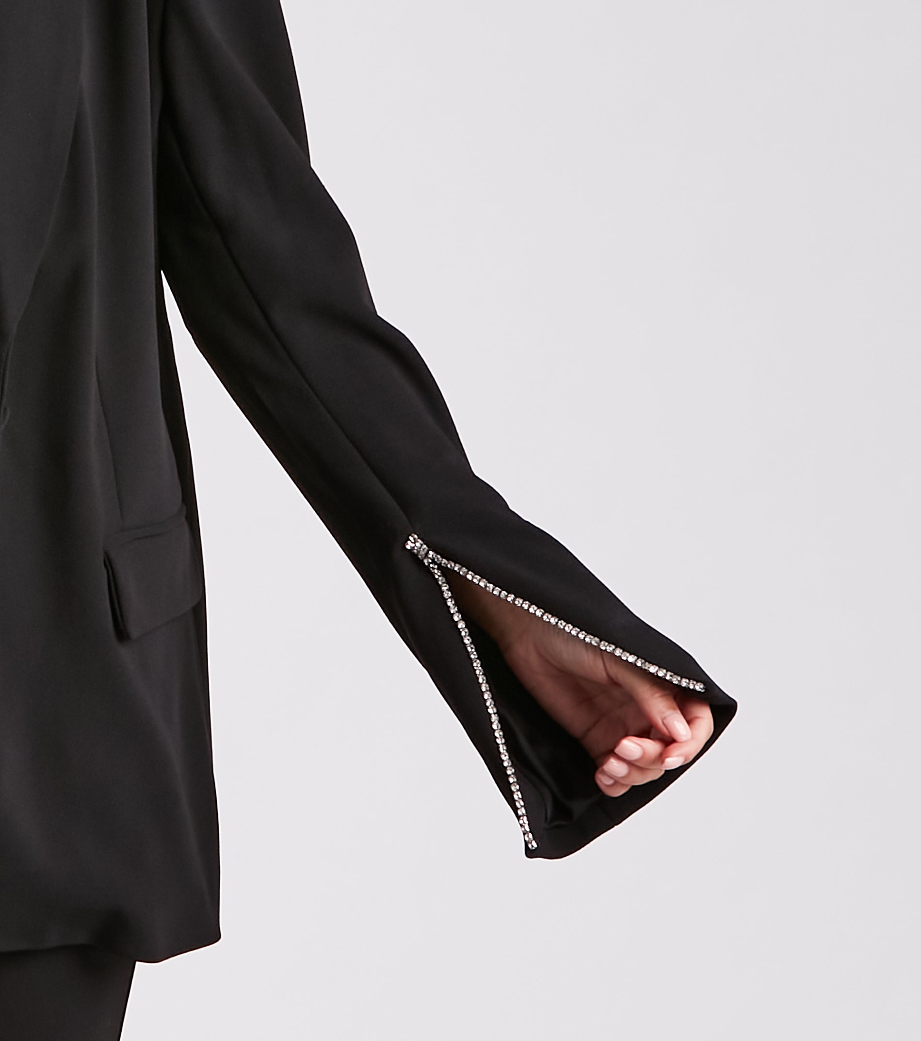 Serious Sparkle Rhinestone Trim Blazer