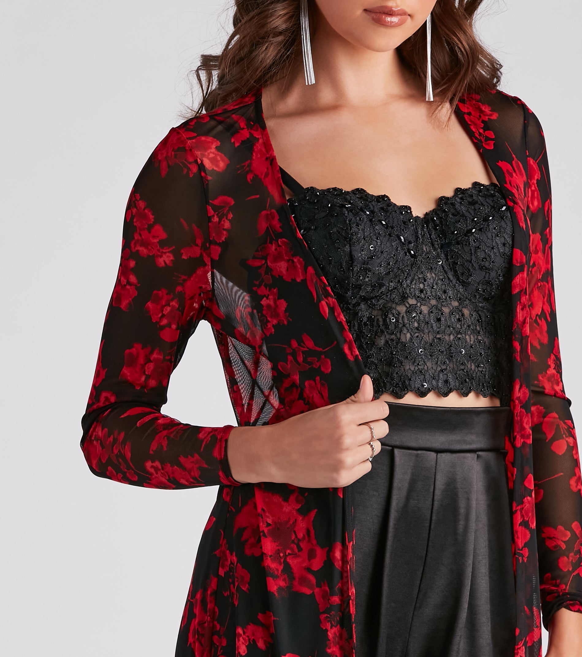 Sheer Intent Floral Mesh Duster