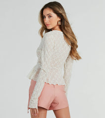 Boho Daze Long Sleeve Tie-Front Lace Top