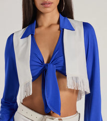 Game Day Spirit Cheerleader Cropped Fringe Vest