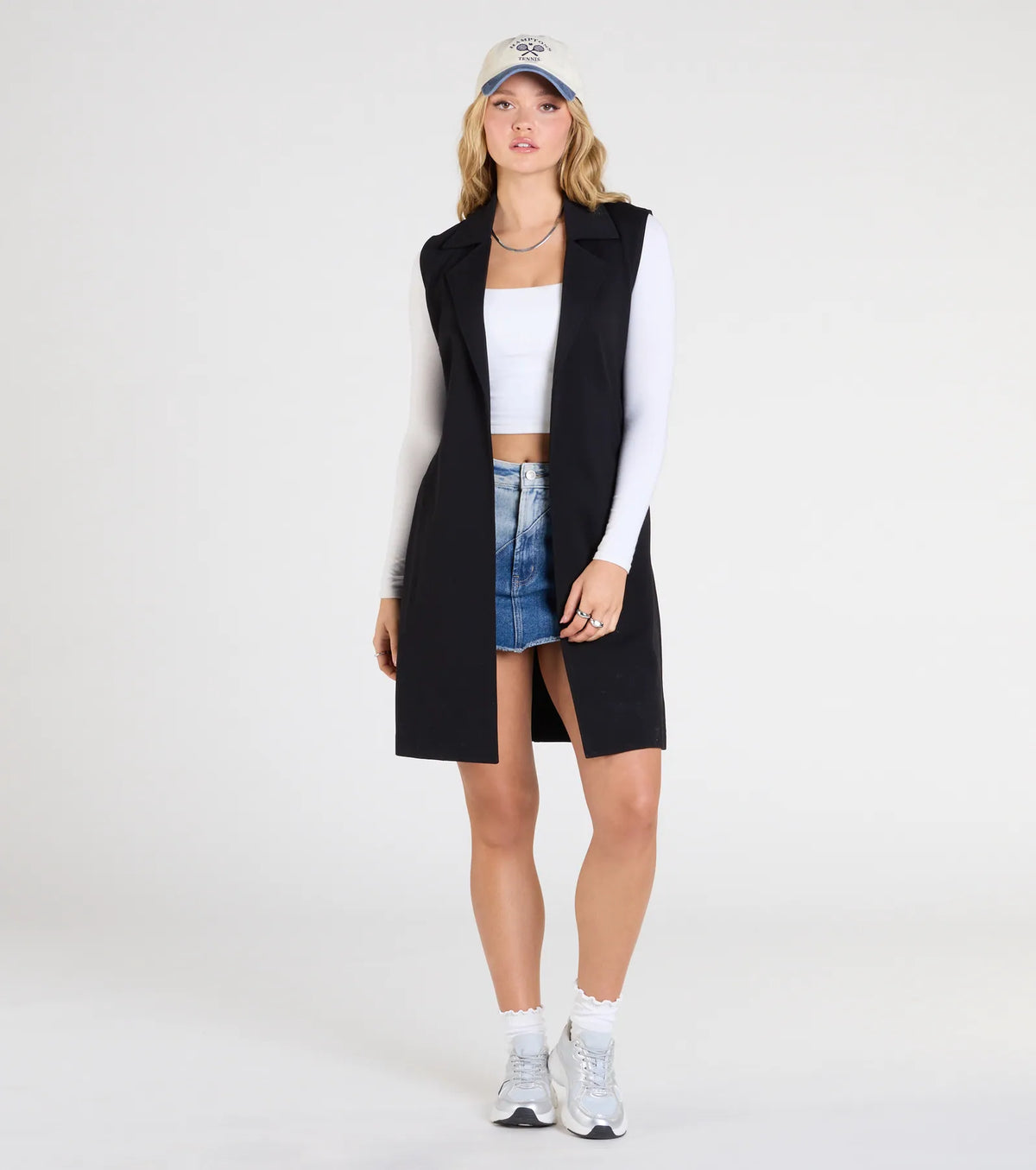 City Sleek Tie-Waist Longline Ponte Vest