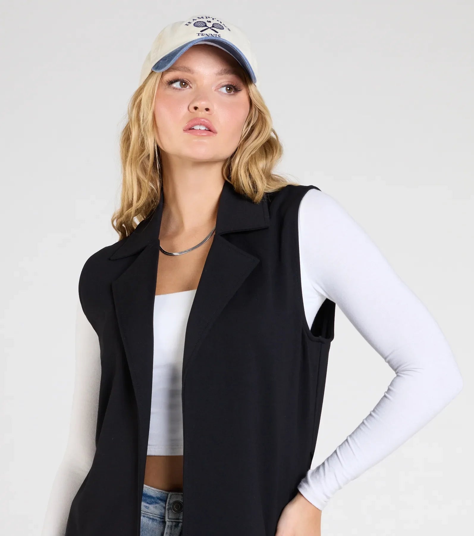 City Sleek Tie-Waist Longline Ponte Vest