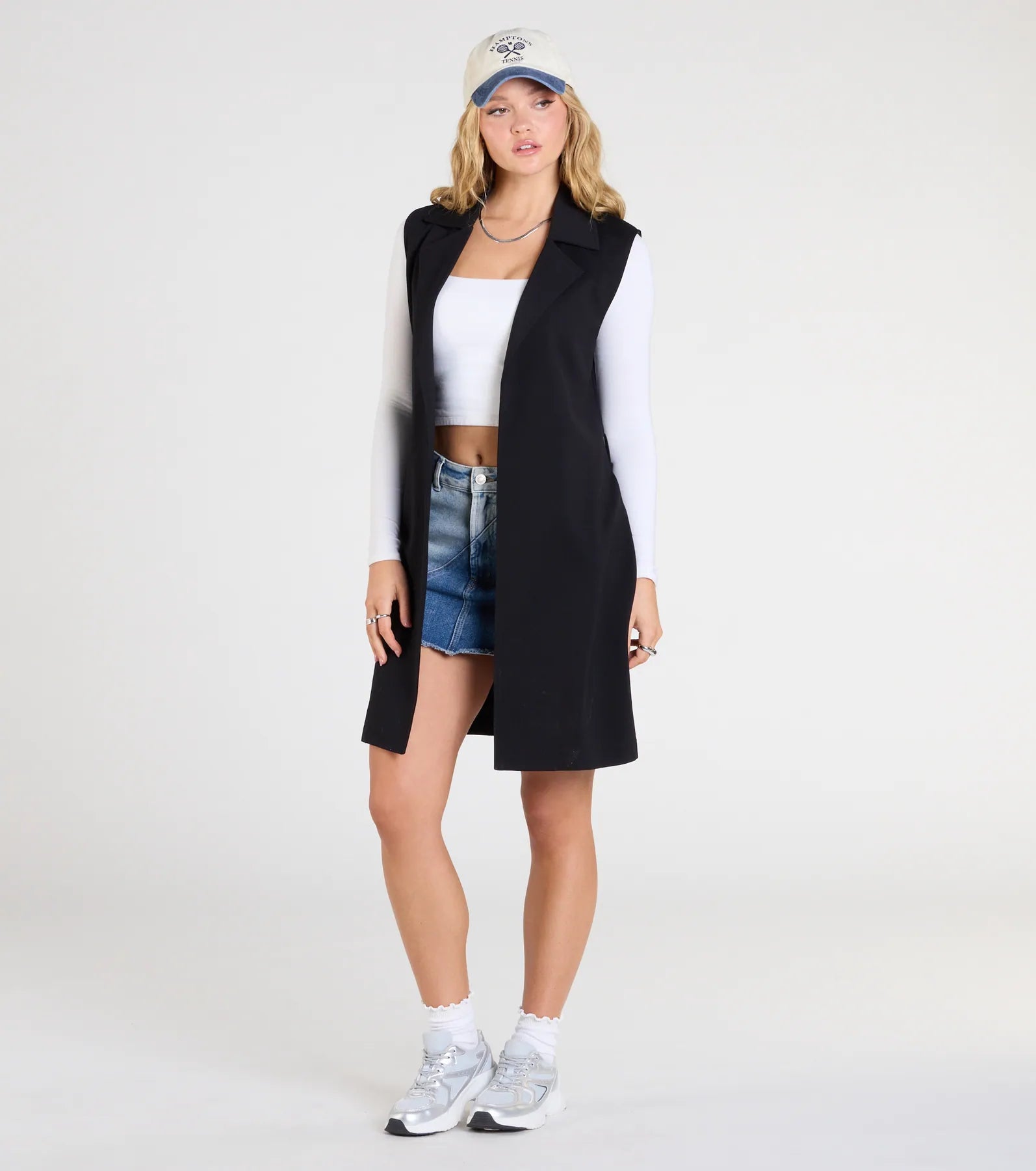City Sleek Tie-Waist Longline Ponte Vest