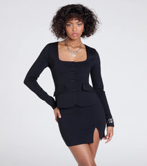 Polished Icon Square Neck Ponte Blazer