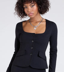 Polished Icon Square Neck Ponte Blazer