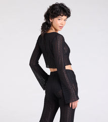 Bohemian Chic Sheer Lace Tie-Front Top