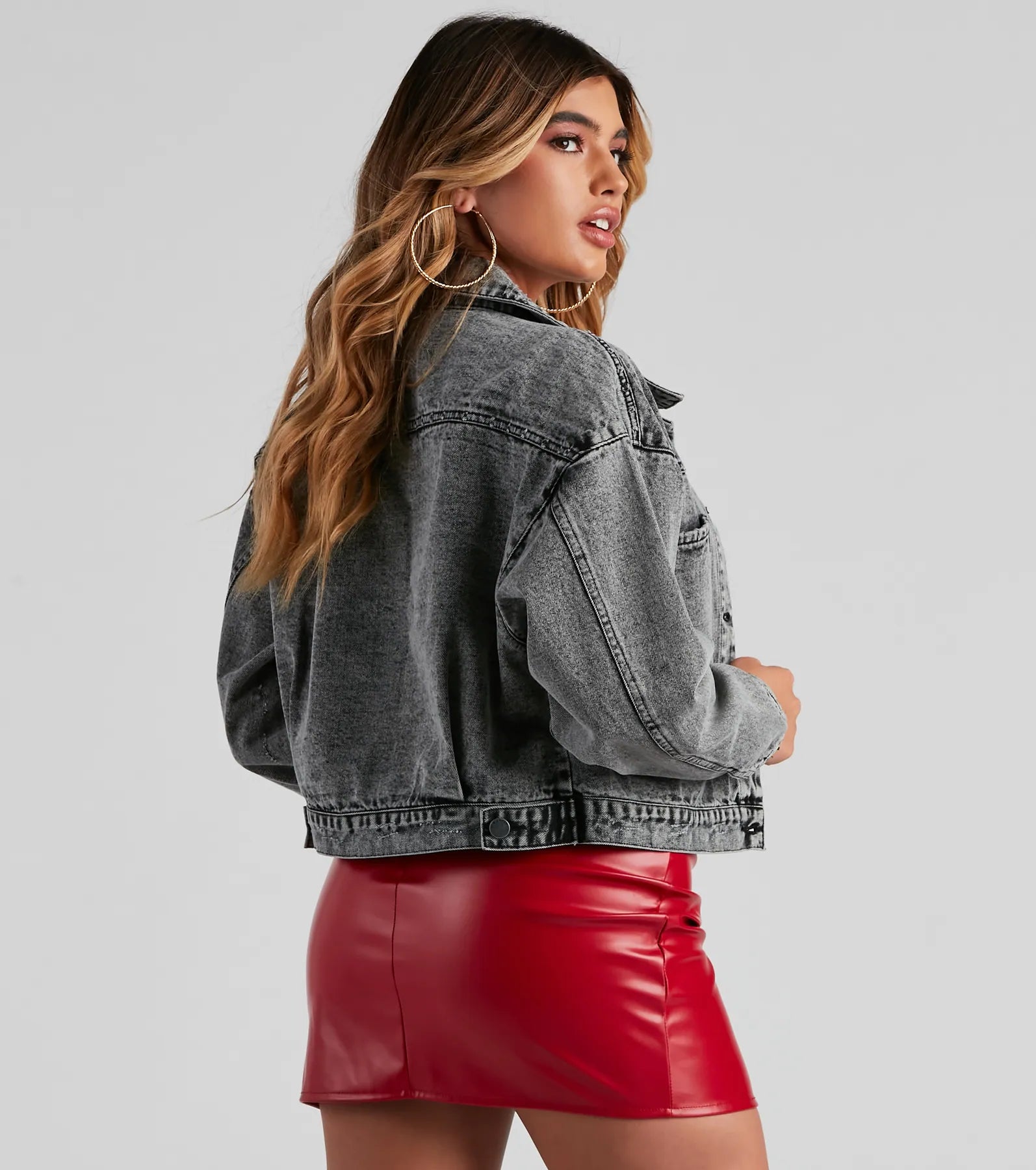 Don't Waist Time Crop Denim Jacket