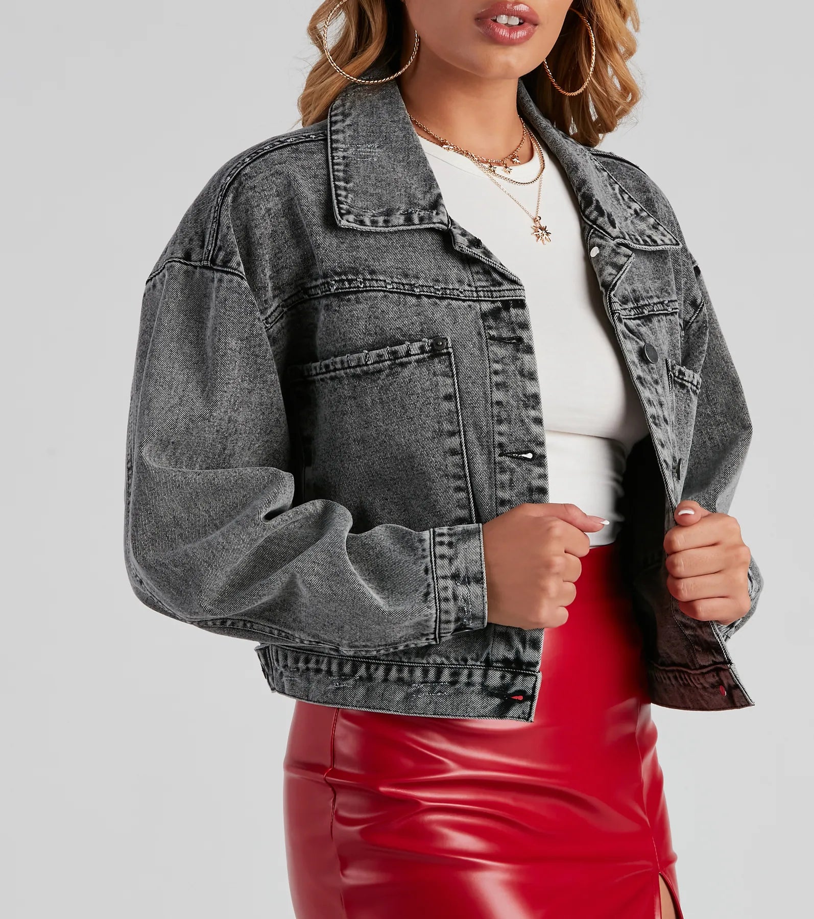 Don't Waist Time Crop Denim Jacket