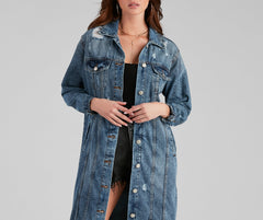 Fray Days Long Denim Jacket