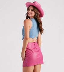 Denim Daze Button Crop Vest