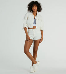 On My Way Trucker Crop Denim Jacket