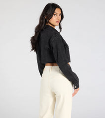 Trend Always Acid Wash Crop Denim Jacket