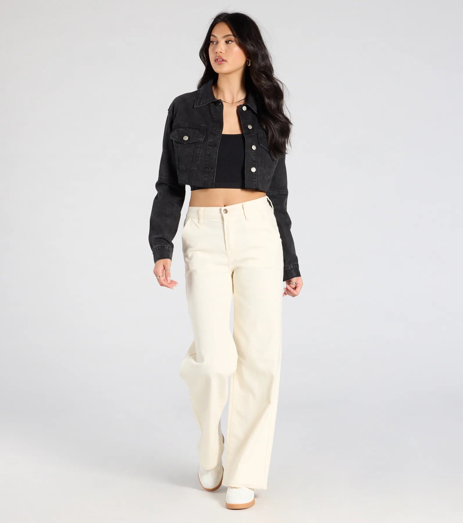 Trend Always Acid Wash Crop Denim Jacket