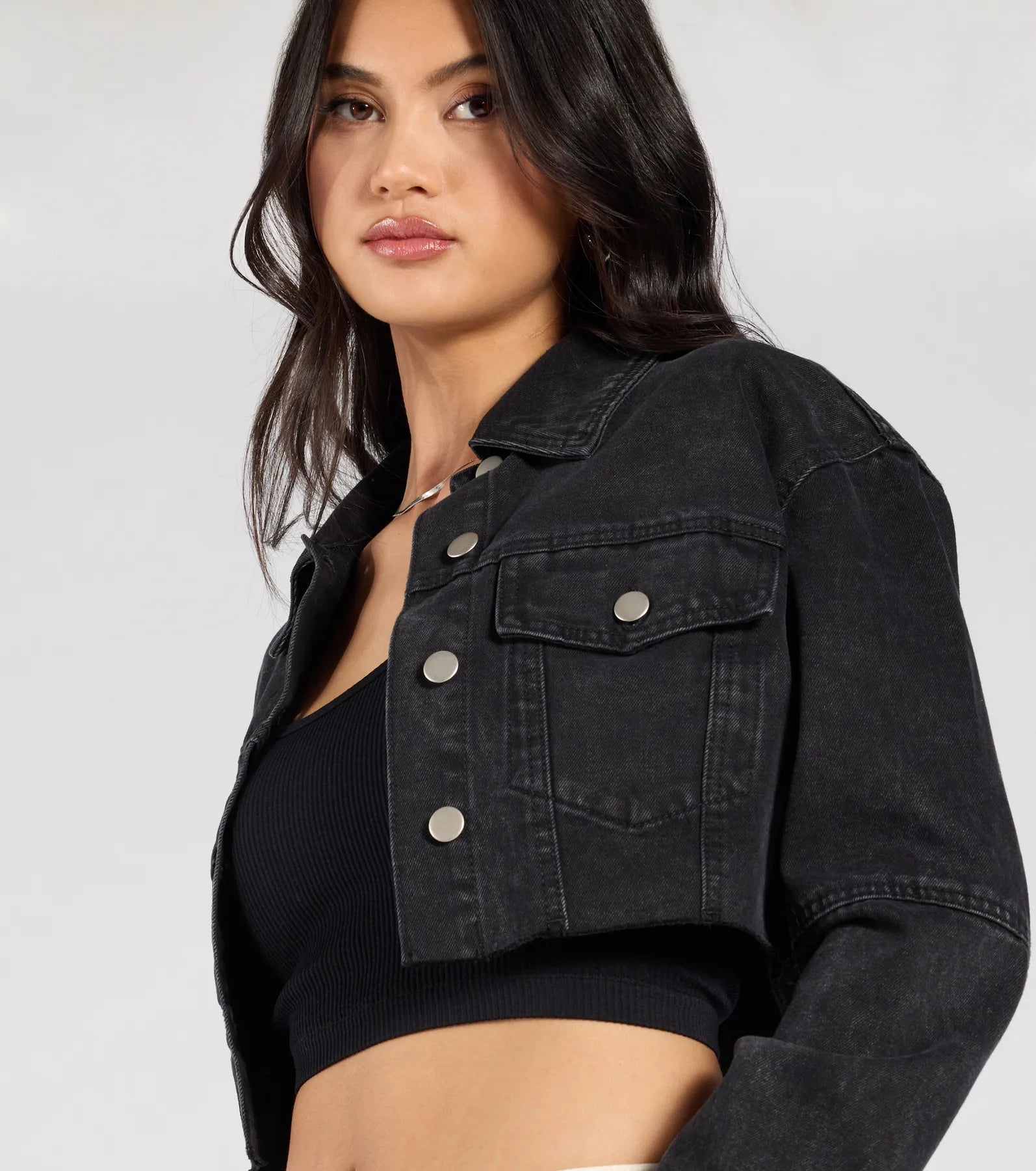 Trend Always Acid Wash Crop Denim Jacket