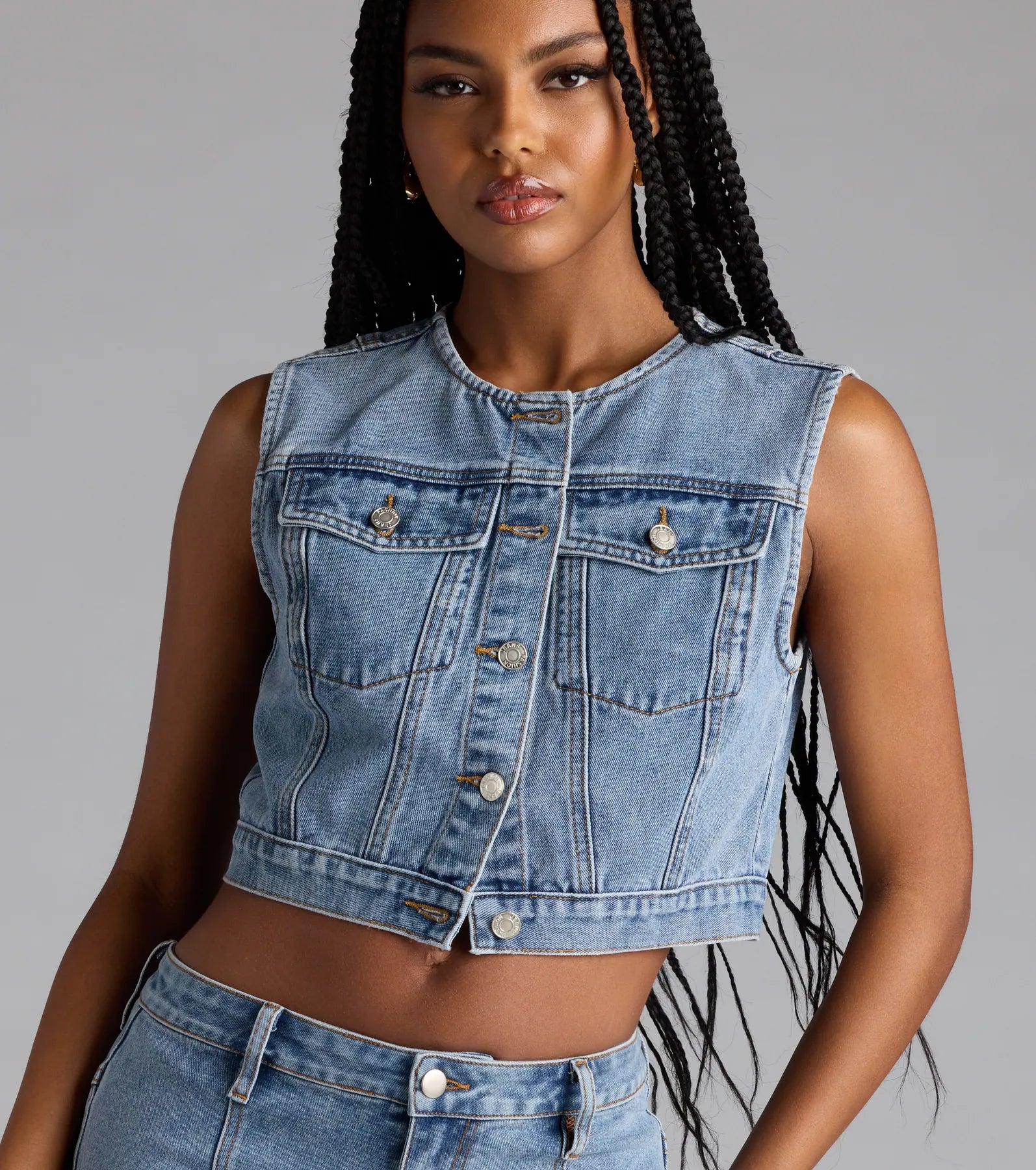 Trendy Mood Cropped Denim Vest