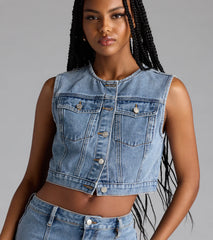 Trendy Mood Cropped Denim Vest