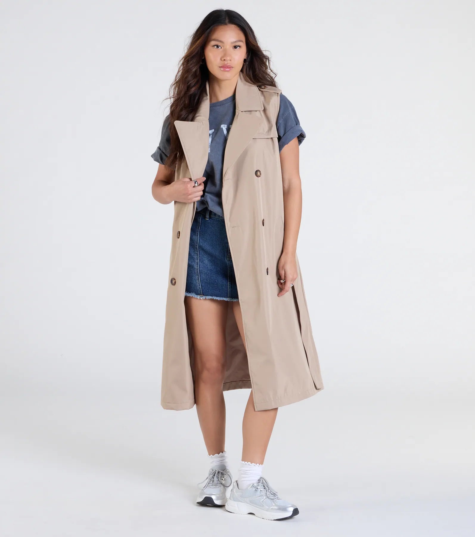 Classic Layer Tie-Front Belted Trench Vest