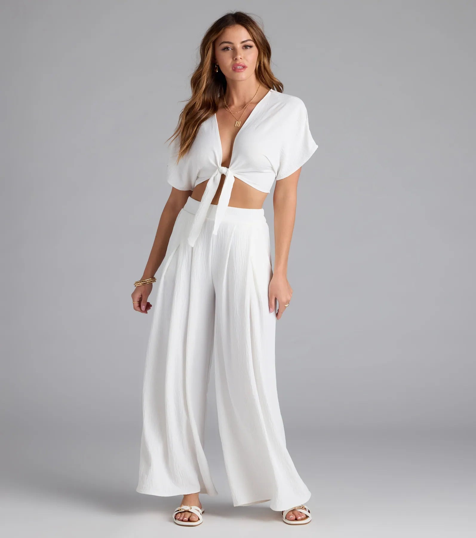 Weekend Vibes Tie-Front Crop Top